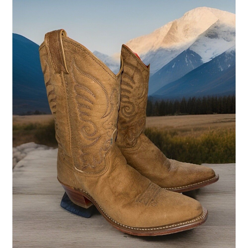 Women’s Vintage Abilene Western Pull on Boots Nubuck 6 M